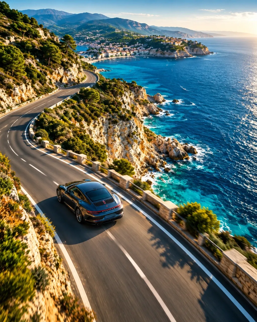 High-performance sports car on a coastal road